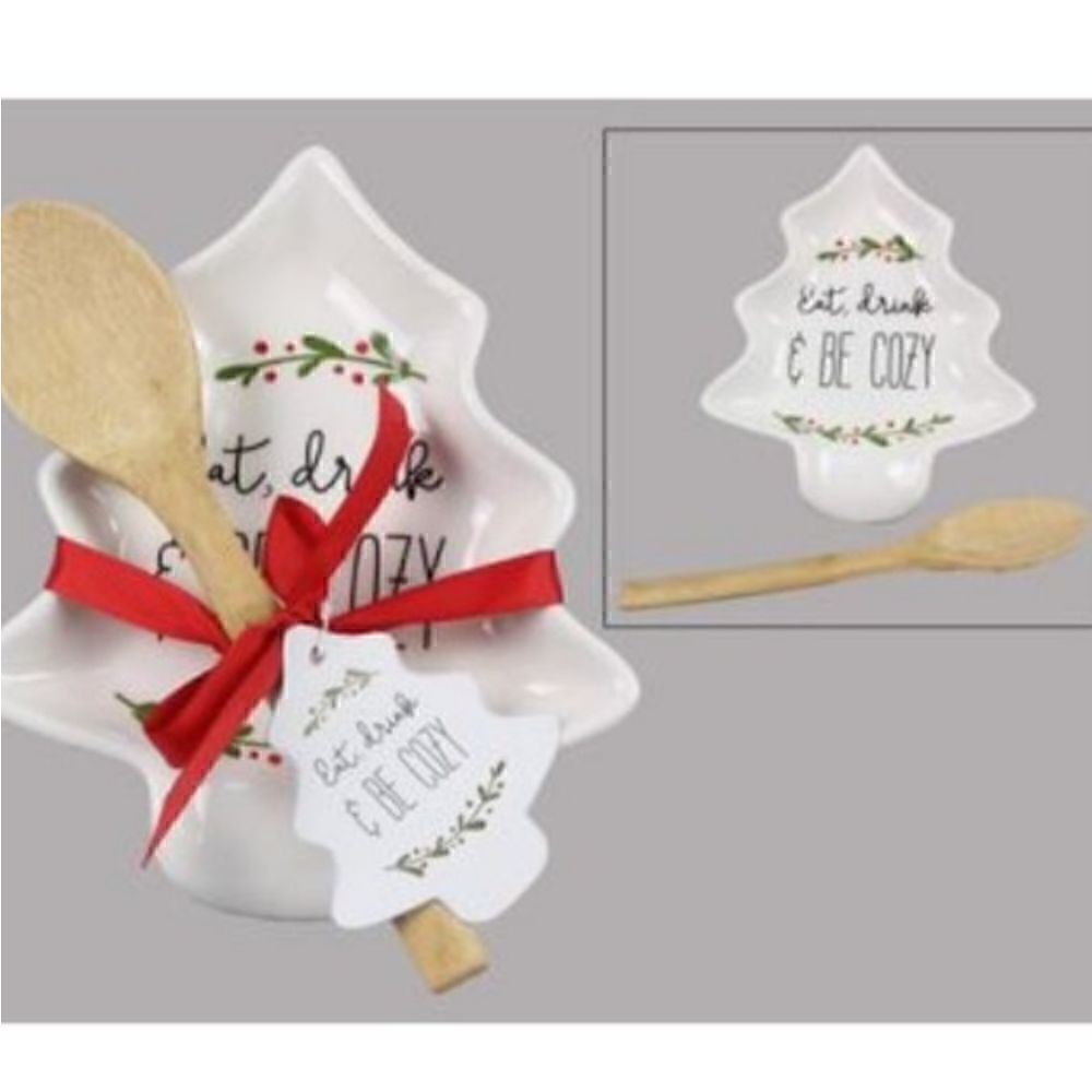 Ceramic Christmas Tree Spoon Rest with Spoon